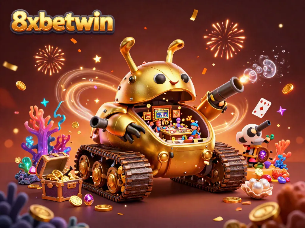 Experience the excitement at 8xbetwin as golden beetles and miniature casinos create a vibrant gambling scene.