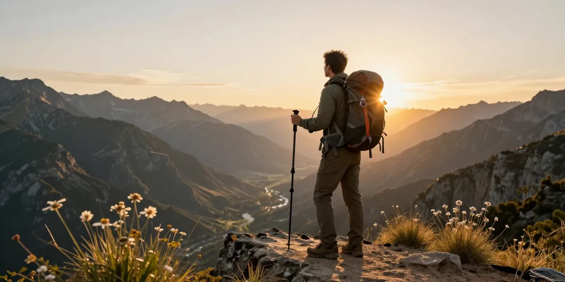 Trekking hacia el Circuito Manaslu mostrando un aventurero en un espectacular mirador al atardecer, rodeado de montañas majestuosas.