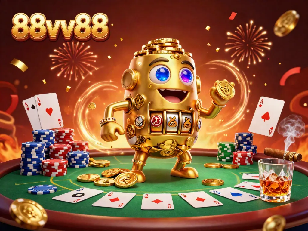 Experience exhilarating poker action with the 88vv88 mystical golden golem surrounded by high-stakes elements.