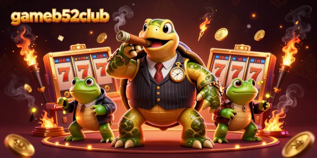 Experience the excitement at gameb52club with a vibrant 3D casino scene featuring engaging characters and dynamic gaming elements.