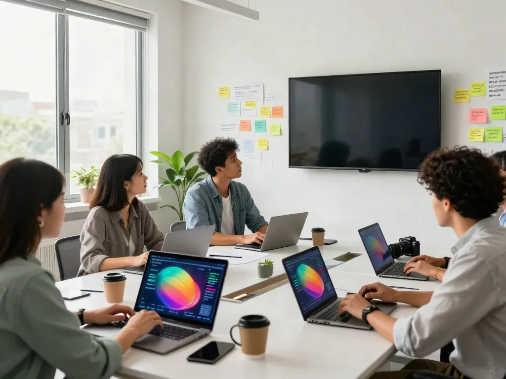 Team collaborating on Paid Ads Management strategies in a modern office.