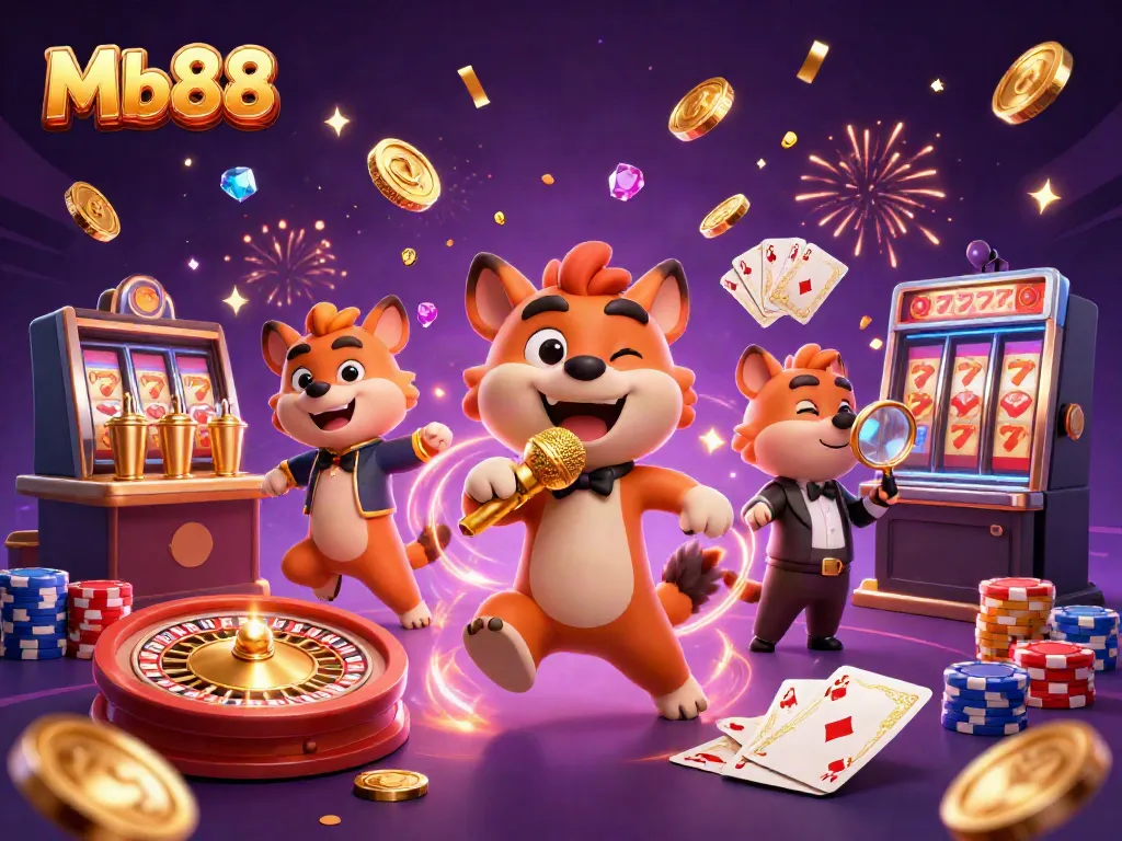 Engage with Mb88's vibrant casino scene featuring hyenas as lively comedians, bartenders, and bouncers.