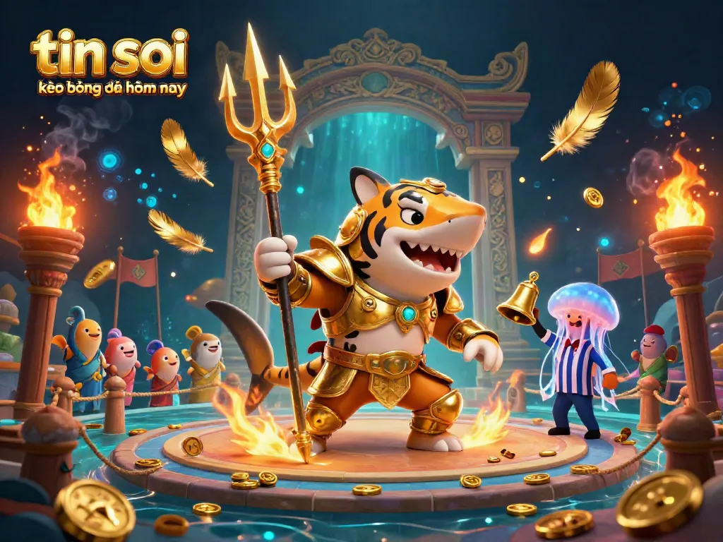 Experience exciting sports betting today with tin soi kèo bóng đá hôm nay highlighting a thrilling illustrated underwater colosseum scene.