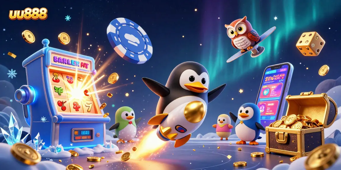 Engage with the exciting world of uu888 through a vibrant casino-themed 3D illustration.