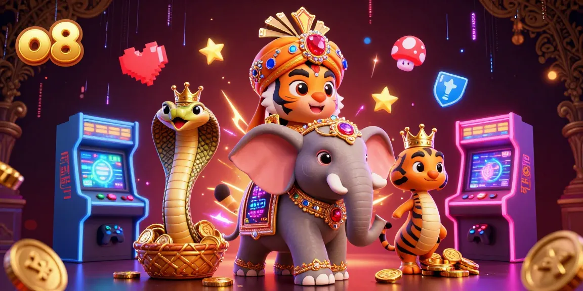 Spin the reels at o8, featuring a majestic maharaja and vibrant casino elements.