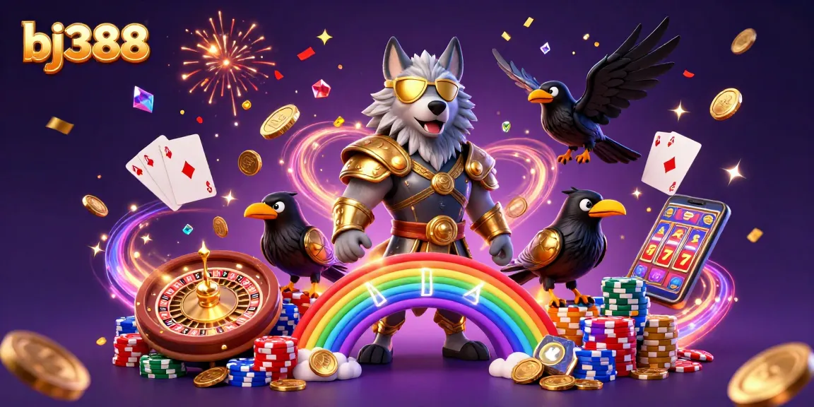 Engage in thrilling gameplay at bj388 with Odin and raven guardians amidst cascading casino elements.