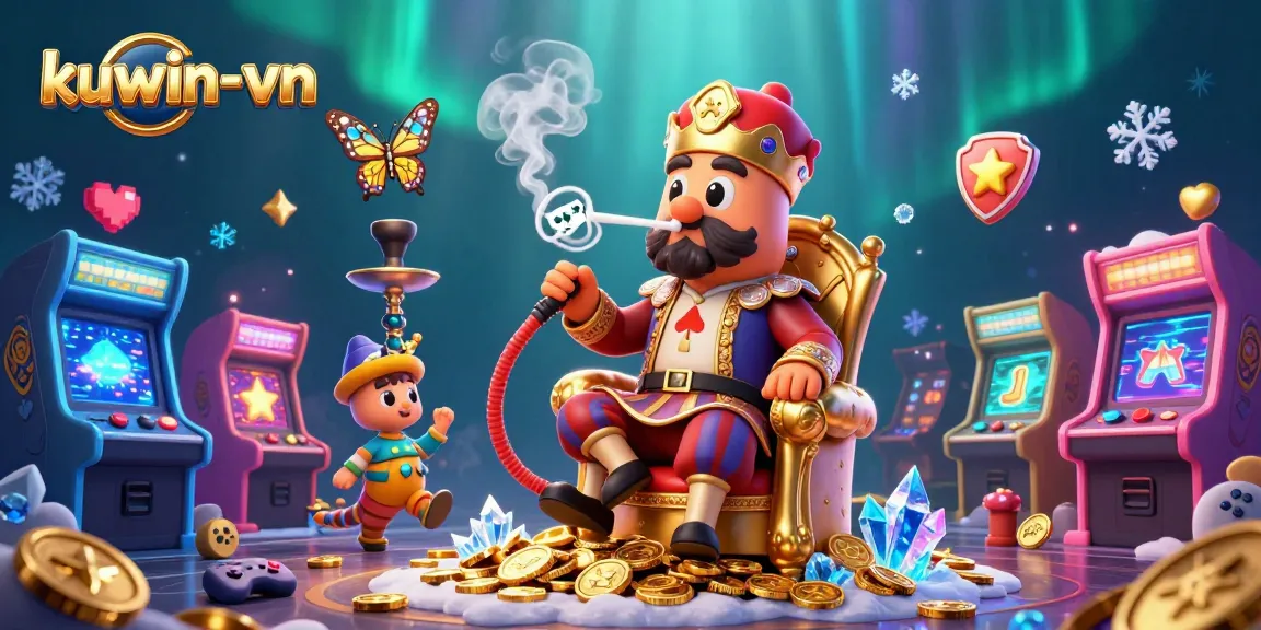 Engage in thrilling games at kuwin-vn with vibrant casino-themed artwork featuring a whimsical caterpillar and gold coins.