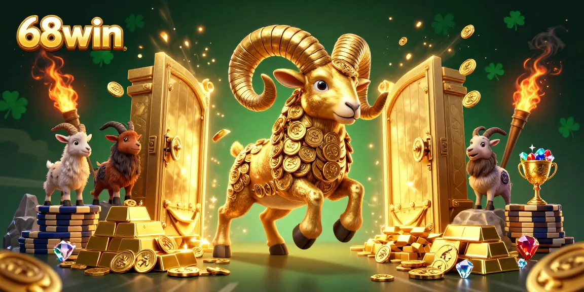 Experience thrilling gameplay at 68win with golden treasures and dynamic characters in a rich casino scene.