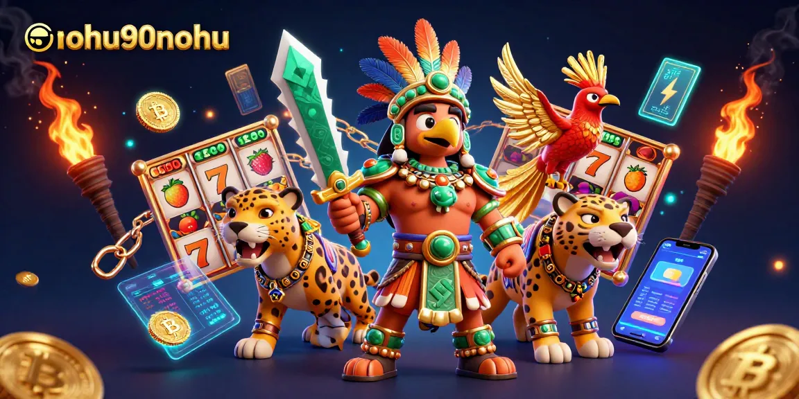 Engage with the vibrant atmosphere of nohu90nohu featuring Aztec warriors and jackpot excitement