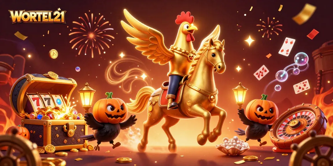 Experience thrilling wins at WORTEL21 with a vibrant casino scene featuring mysterious characters and big rewards.