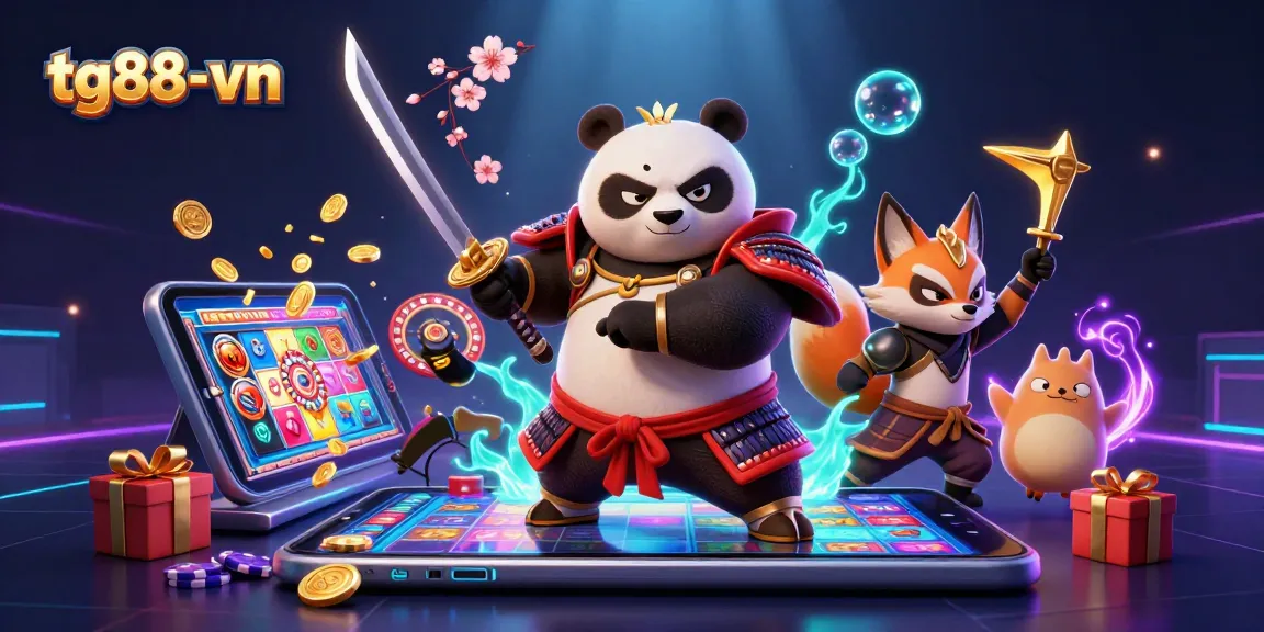 Engage with tg88-vn's vibrant 3D casino illustration featuring dynamic characters and exciting gaming elements.
