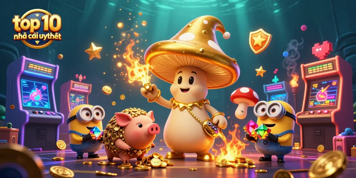 Experience the excitement of top 10 nhà cái uy tín with a magical golden mushroom wizard and treasure hunting!