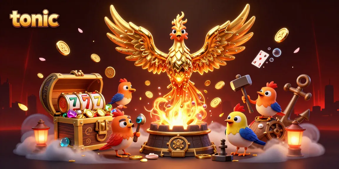 Experience thrilling gameplay at Tonic with the golden phoenix and dynamic slot elements in 3D.