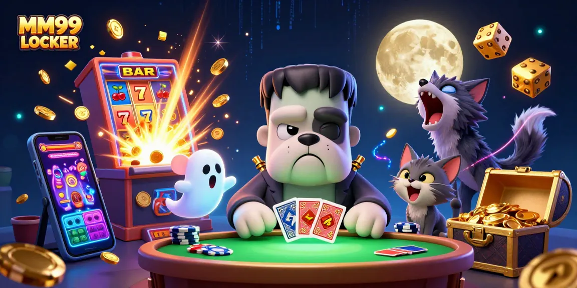 Experience the thrill of winning at MM99 LOCKER with vibrant 3D characters and lively casino elements.