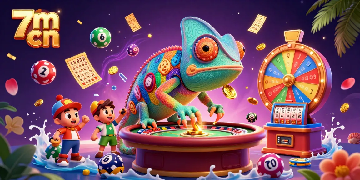 Experience the thrill of 7m cn with lively casino elements and our chameleon mascot.