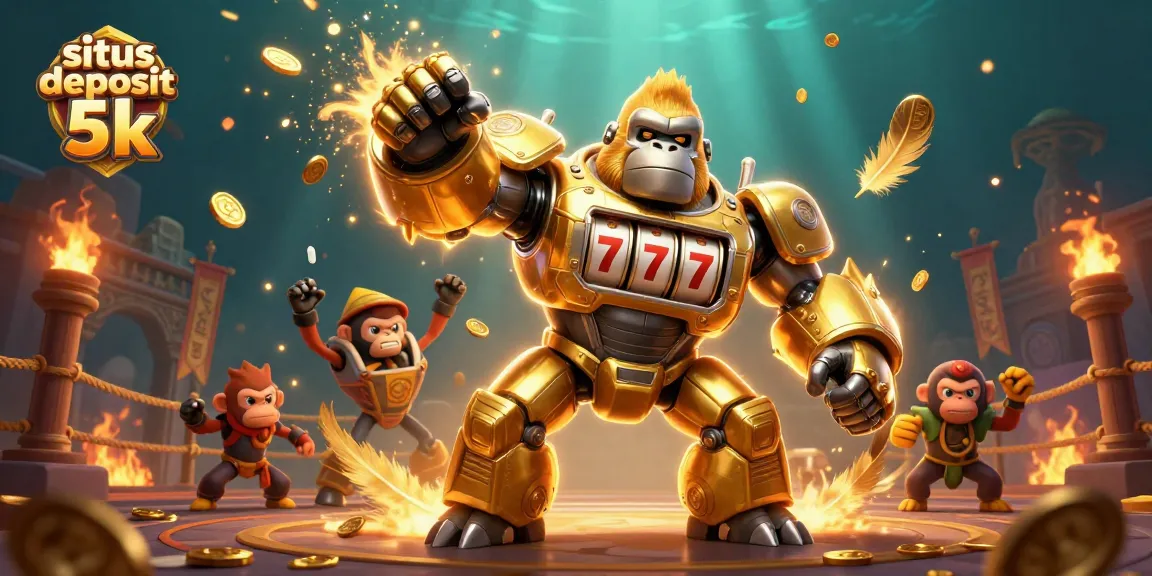 Experience thrilling gameplay at situs deposit 5k with a dynamic 3D scene featuring a golden gorilla mech.