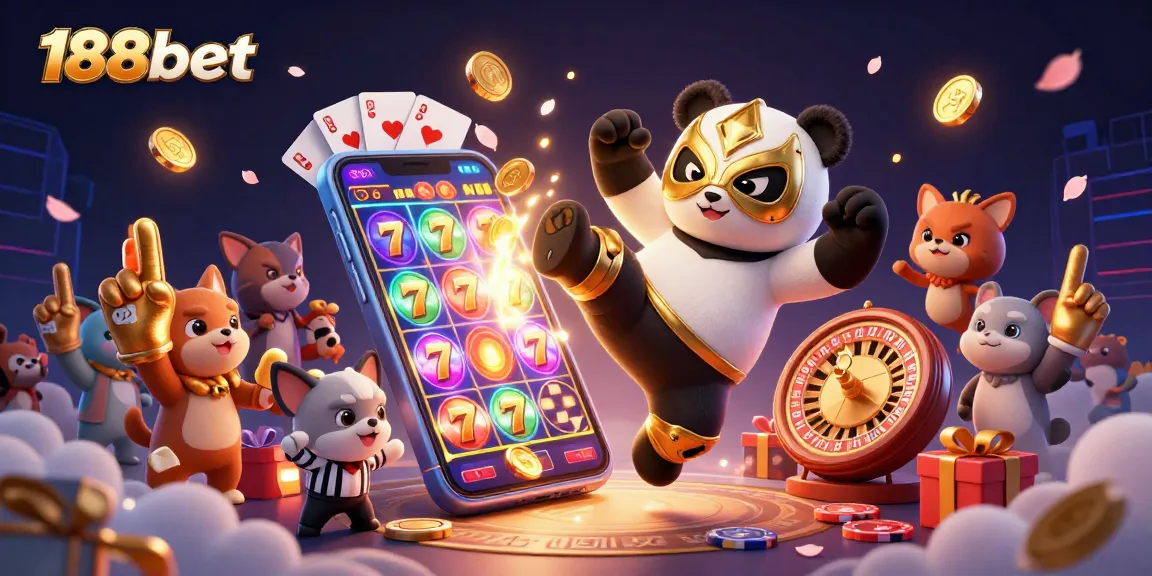 Experience thrilling action at 188bet with a vibrant 3D illustration of team spirit in a casino setting.