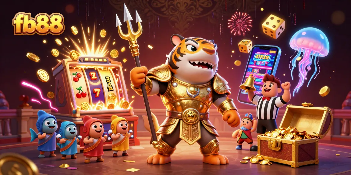 Engage in exciting fb88 slot adventures with a tiger shark and vibrant casino elements.