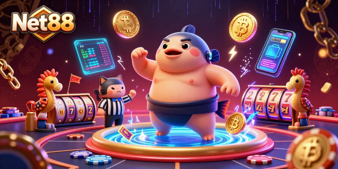 Engage with dynamic Net88 online casino action through this vibrant 3D illustration showcasing excitement in gaming.