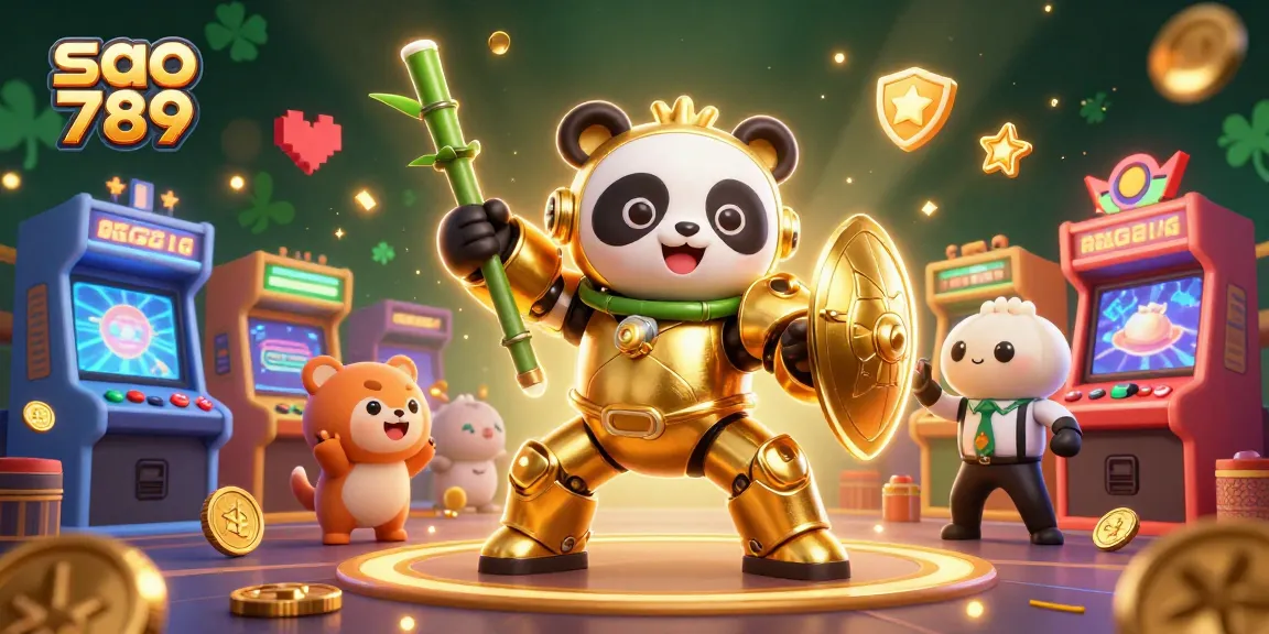 Sparkle and win at sao 789 with a golden panda piloting an exciting bamboo robot in a thrilling casino scene.