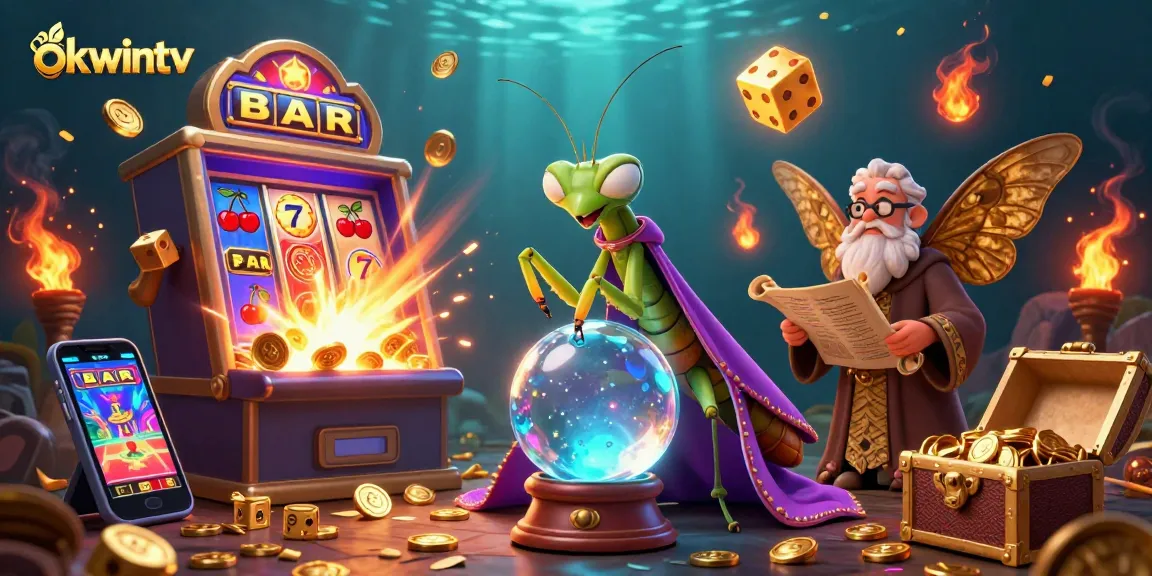 Win big at okwintv with a vibrant 3D casino scene featuring dynamic slots and exciting characters.