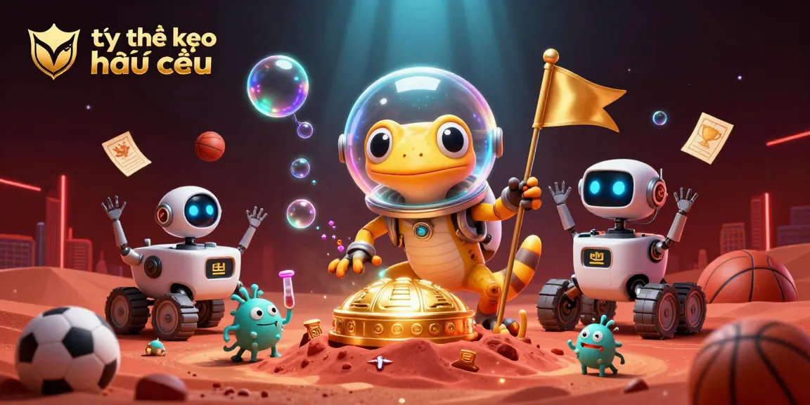 Capture exciting betting moments at tỷ lệ kèo nhà cái with cartoon characters exploring a golden casino.