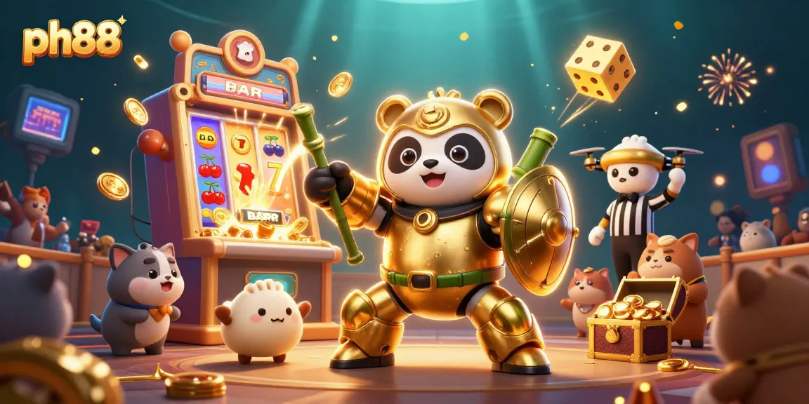 Experience the excitement of ph88 with a dynamic illustration depicting a vibrant casino scene packed with action.