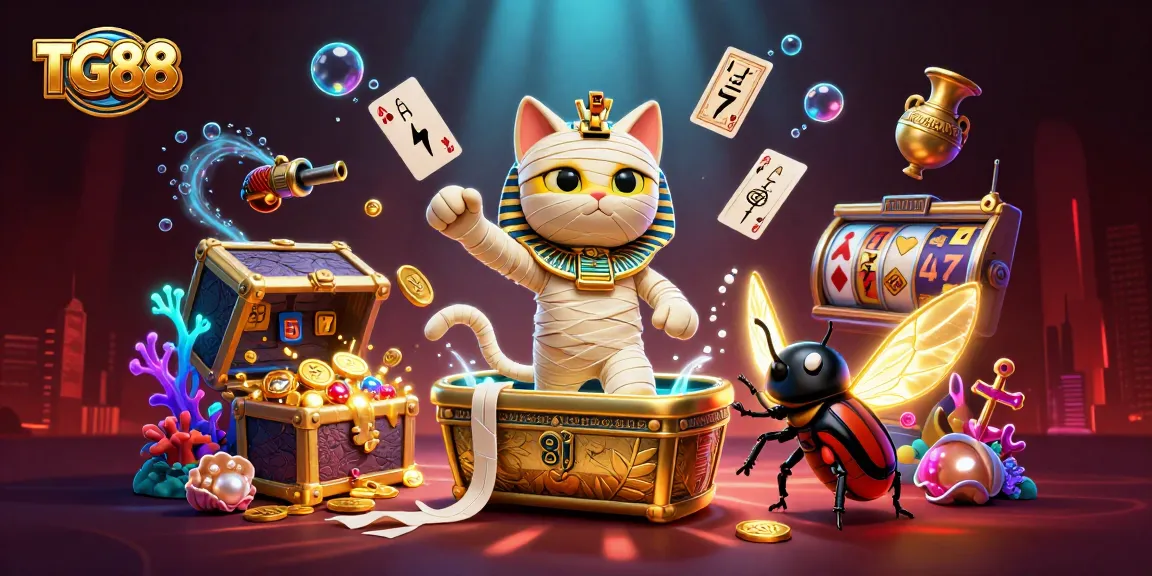 Experience the excitement of TG88 with the Egyptian mummy cat and divine casino adventures.